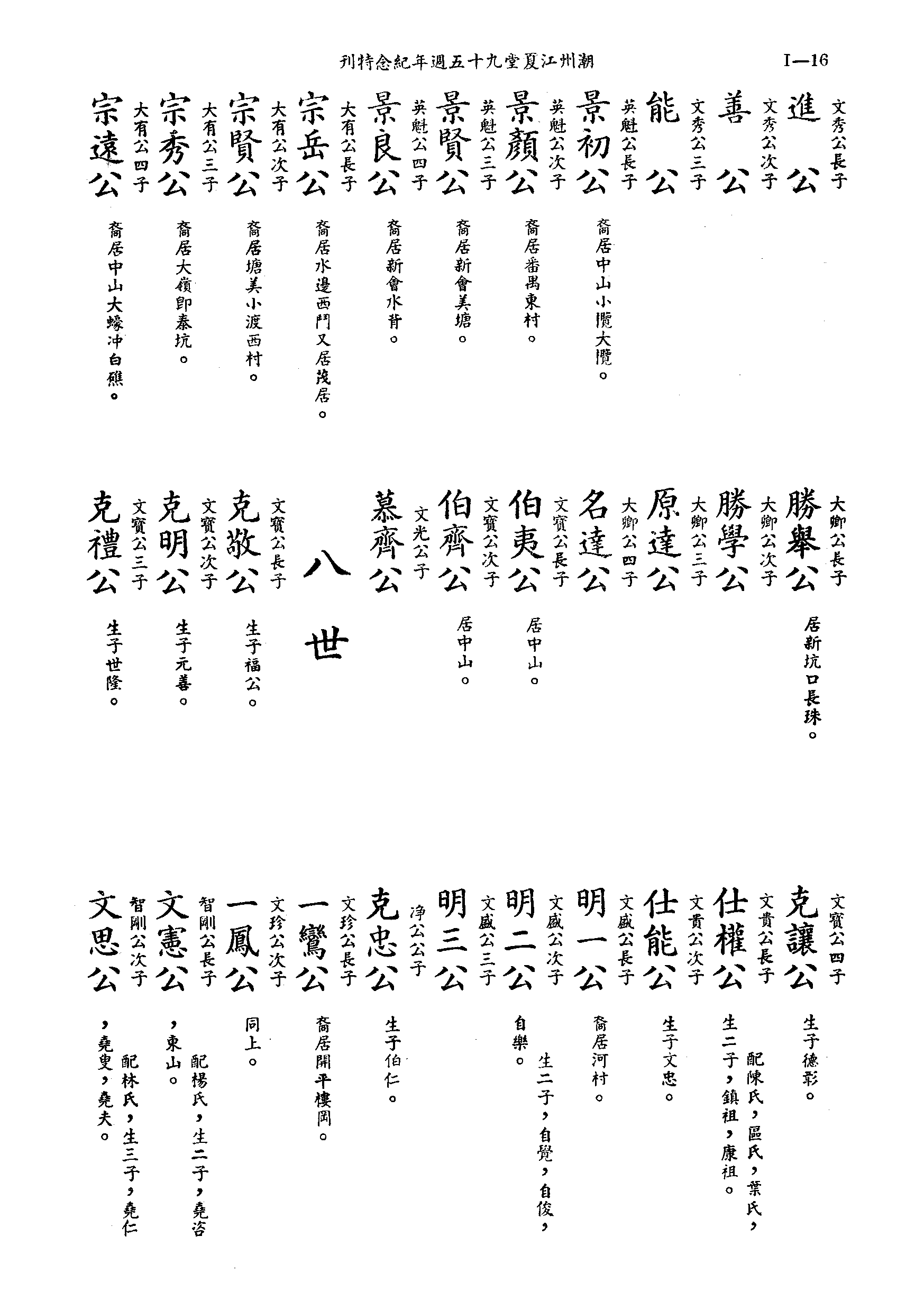 黄姓世系族谱 · 第九辑 · 第 17 页（原书 I-16）